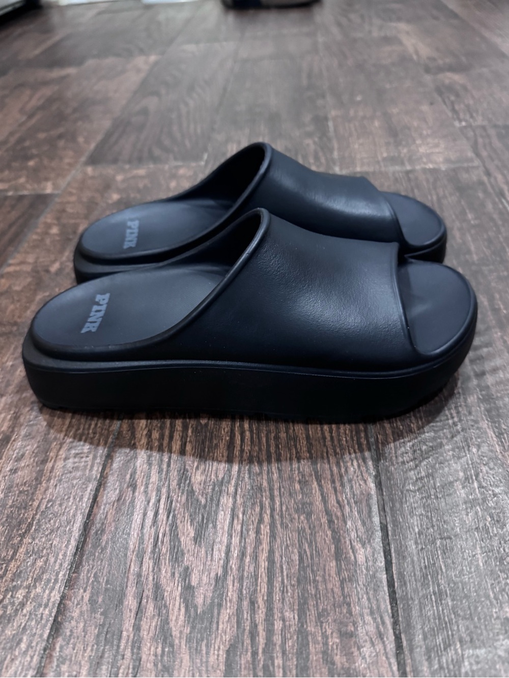 PINK Victoria's Secret Black Platform Women’s Slide Sandals